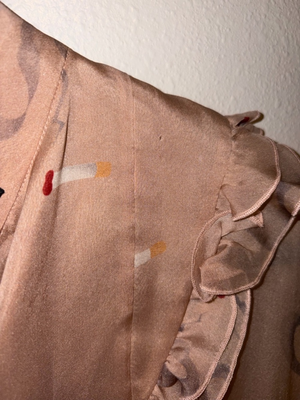 No. 21 Designer Silk Chiffon Sheer Ruffle Tie-Neck Top in Blush - Picture 6 of 6